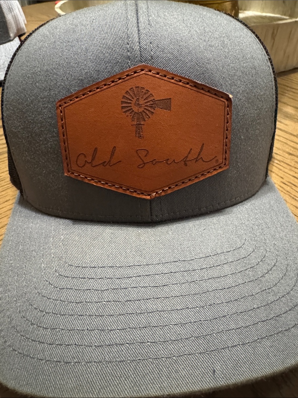 Old South Trucker Hat with Brown Leather Patch
